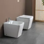 Vaso Wc a Terra con Sedile Soft Close in Ceramica dal Design Moderno - Giunco Viadurini