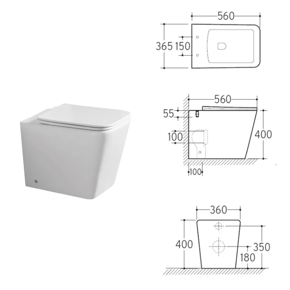 Vaso Wc a Terra con Sedile Soft Close in Ceramica dal Design Moderno - Giunco Viadurini