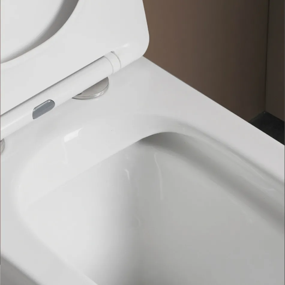 Vaso Wc a Terra con Sedile Soft Close in Ceramica dal Design Moderno - Giunco Viadurini