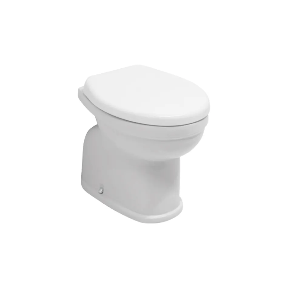 Vaso Wc a Terra in Ceramica Bianca Moderna con Sedile in Poliestere - Silice Viadurini
