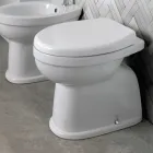 Vaso Wc a Terra in Ceramica Bianca Moderna con Sedile in Poliestere - Silice Viadurini