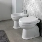 Vaso Wc a Terra in Ceramica con Sedile in Poliestere e Design Moderno - Silice Viadurini