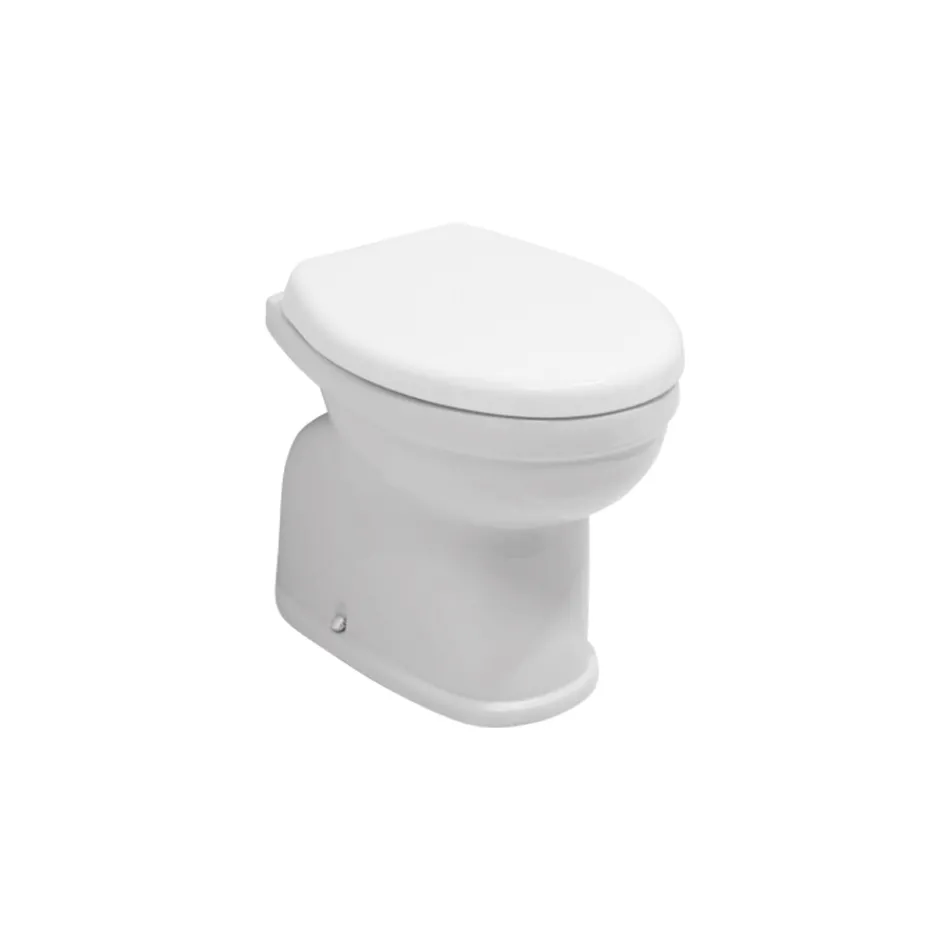 Vaso Wc a Terra in Ceramica con Sedile in Poliestere e Design Moderno - Silice Viadurini