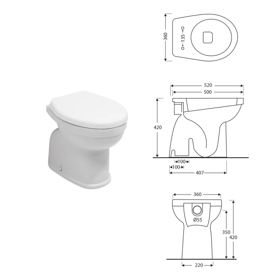 Vaso Wc a Terra in Ceramica con Sedile in Poliestere e Design Moderno - Silice Viadurini