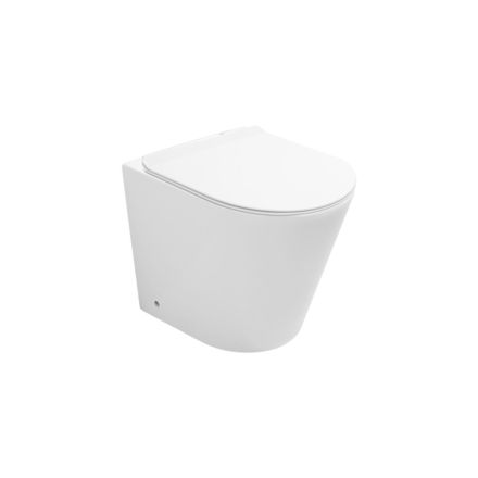 Vaso Wc a Terra Rimless con Sedile Soft Close in Ceramica Bianca - Ginepro   Viadurini