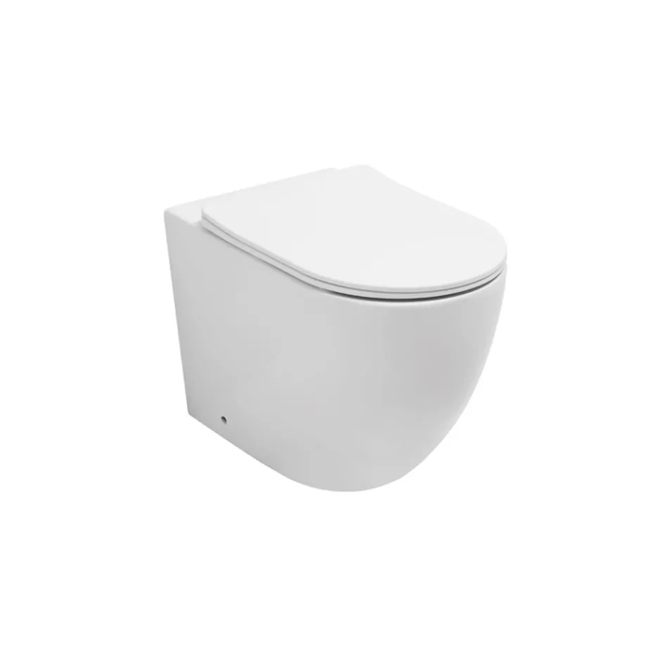 Vaso Wc a Terra Sedile Soft Close Termoindurente in Ceramica Bianca - Olmo Viadurini