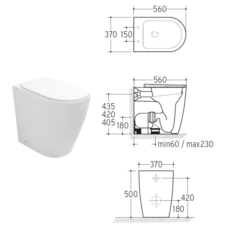 Vaso Wc con Scarico Traslato e Sedile Soft Close in Ceramica - Oleandro Viadurini