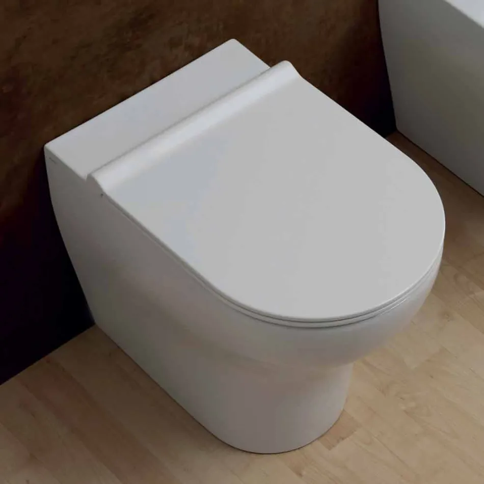 Vaso WC in ceramica bianca Star 54x35cm made in Italy, design moderno Viadurini