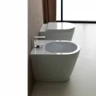 Vaso WC in ceramica bianco moderno Sun Round 57x37 cm made in Italy Viadurini