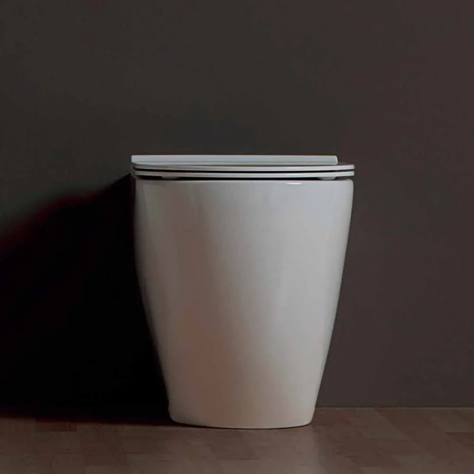 Vaso WC moderno in ceramica bianca Shine Square Rimless made in Italy  Viadurini