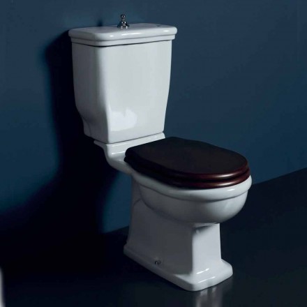 Vaso WC monoblocco in ceramica bianca Style 72x36 cm, made in Italy Viadurini