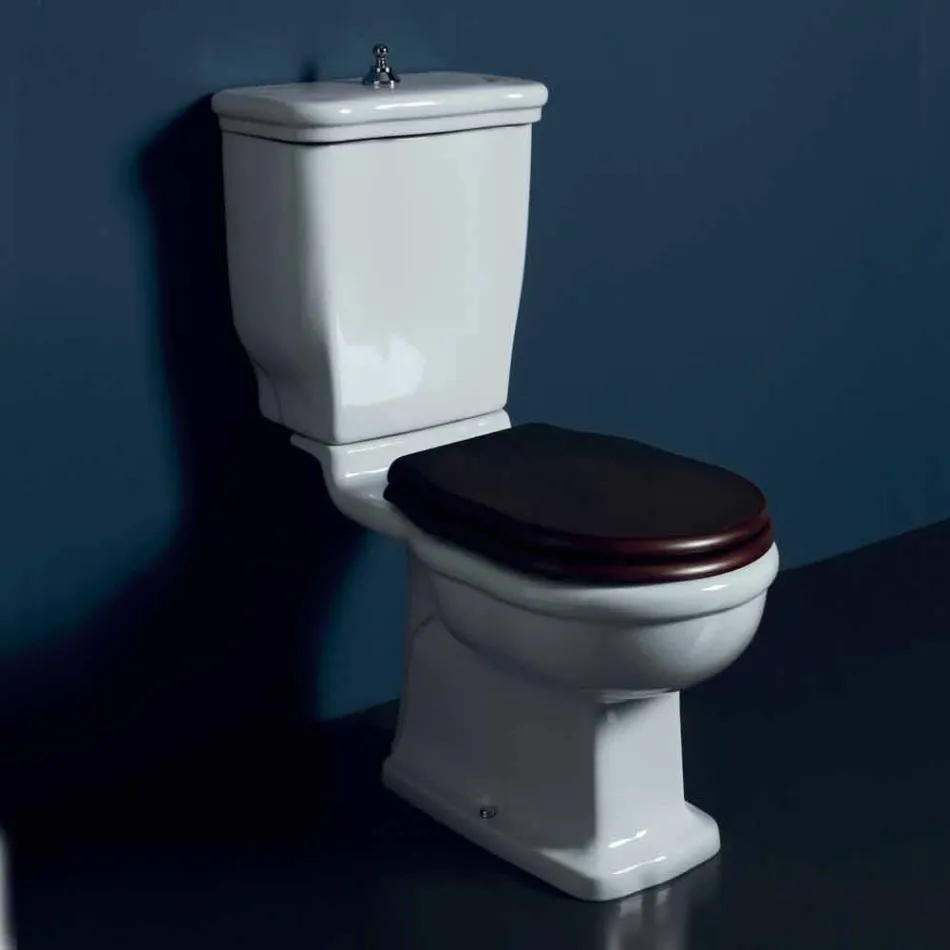 Vaso WC monoblocco in ceramica bianca Style 72x36 cm, made in Italy Viadurini