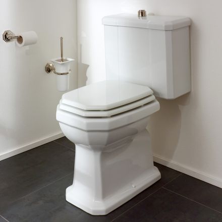 Vaso WC Monoblocco in Ceramica Bianca Vintage, Made in Italy - Nausica Viadurini