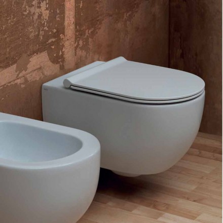 Vaso WC sospeso in ceramica design moderno Star 55x35 made in Italy Viadurini