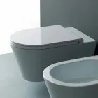 Vaso WC sospeso in ceramica moderno Sun Round 57x37 cm, made in Italy Viadurini