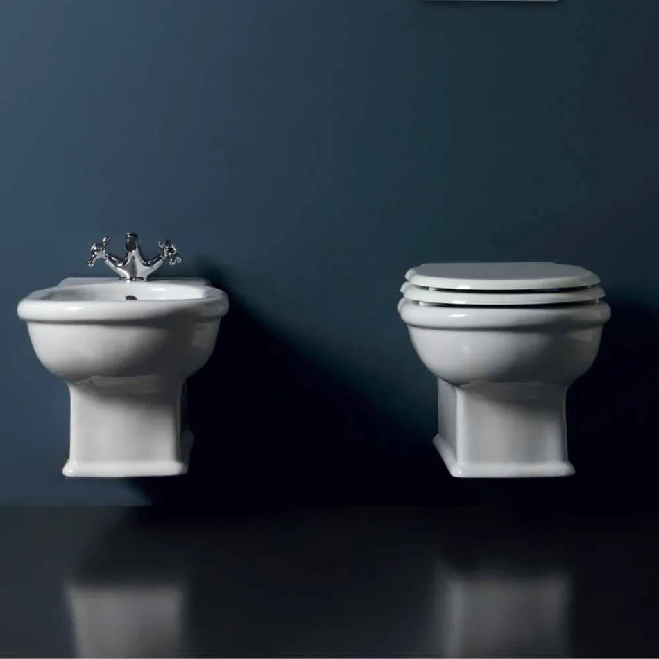 Vaso WC sospeso moderno in ceramica bianca Style 54x36 made in Italy Viadurini