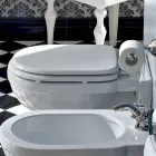 Vaso Wc Sospeso Stile Vintage in Ceramica Bianca Made in Italy – Marwa Viadurini