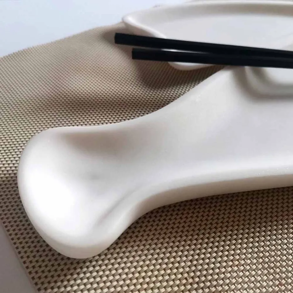 Vassoio da Cucina in Marmo Bianco di Carrara Fatto a Mano in Italia - Fish Viadurini