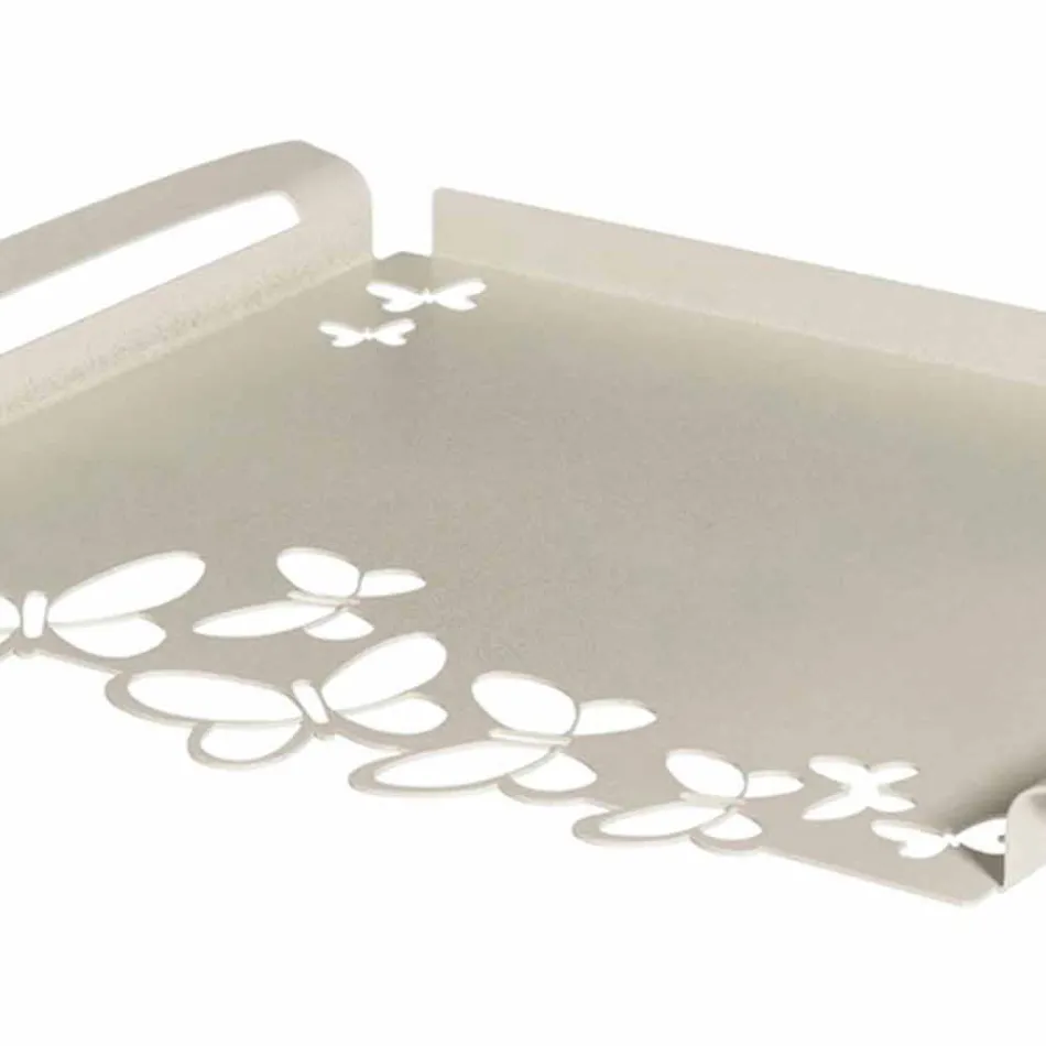 Vassoio da Portata di Design Ferro Bianco, Beige o Avorio Made in Italy – Leida Viadurini