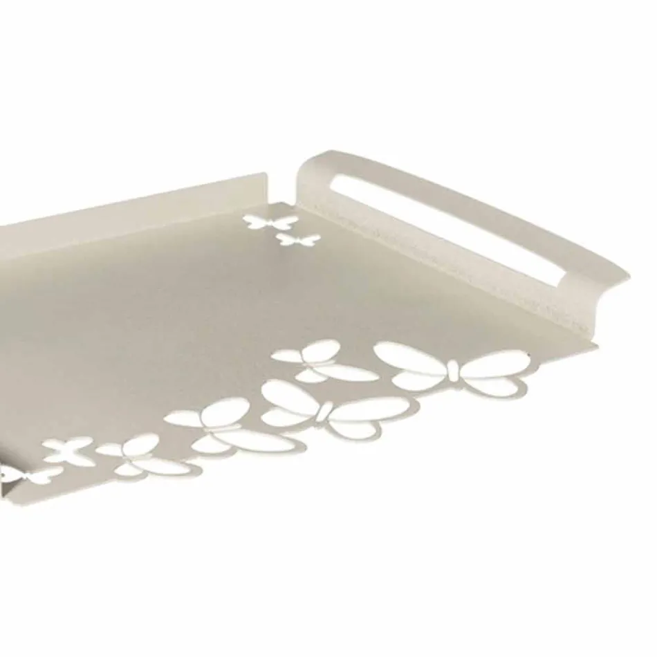Vassoio da Portata di Design Ferro Bianco, Beige o Avorio Made in Italy – Leida Viadurini