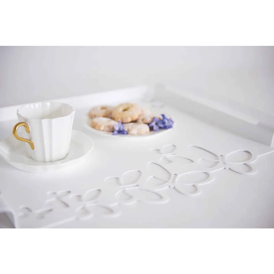 Vassoio da Portata di Design Ferro Bianco, Beige o Avorio Made in Italy – Leida Viadurini