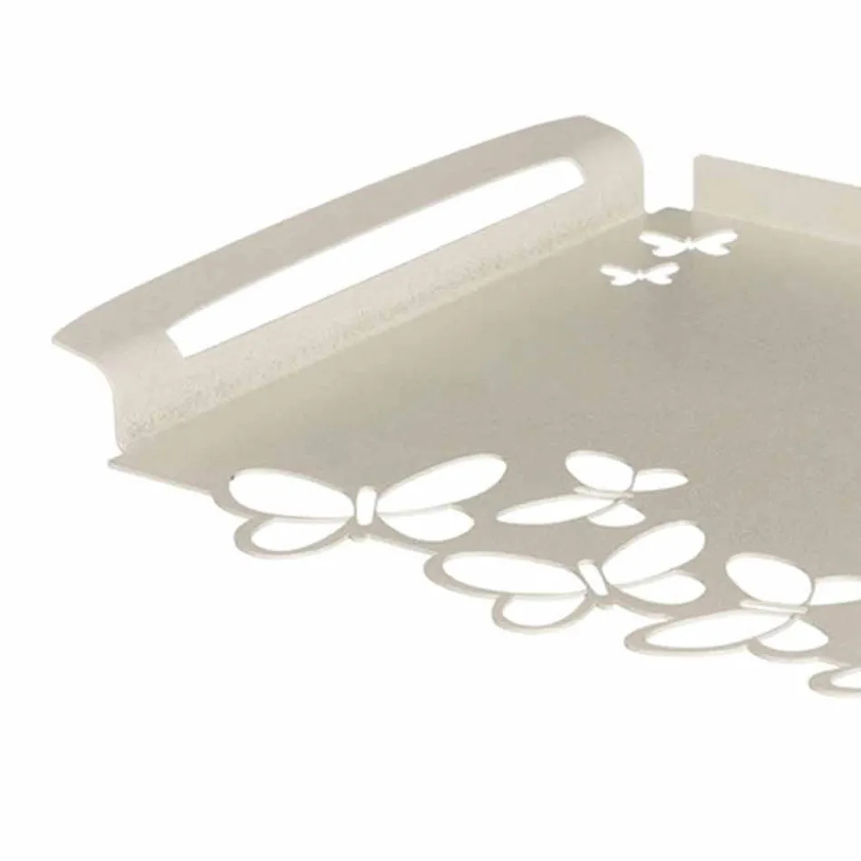 Vassoio da Portata di Design Ferro Bianco, Beige o Avorio Made in Italy – Leida Viadurini