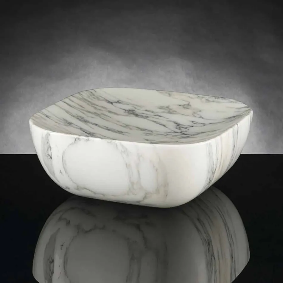Vassoio di Design in Marmo Bianco di Carrara Arabescato Made in Italy - Roccia Viadurini