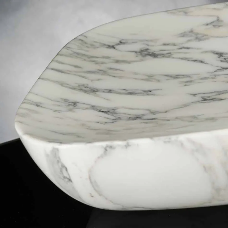 Vassoio di Design in Marmo Bianco di Carrara Arabescato Made in Italy - Roccia Viadurini
