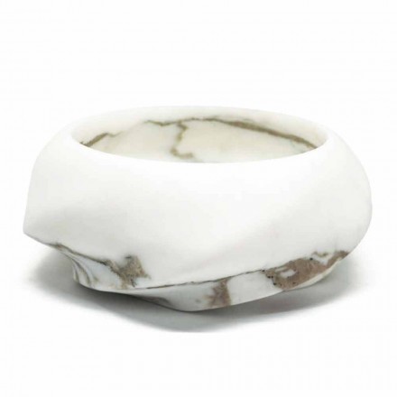 Vassoio di Design Rotondo in Marmo Arabescato Made in Italy - Casimir Viadurini
