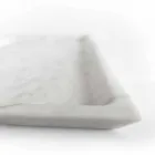 Vassoio Rettangolare in Marmo Bianco di Carrara Levigato Made in Italy - Alga Viadurini