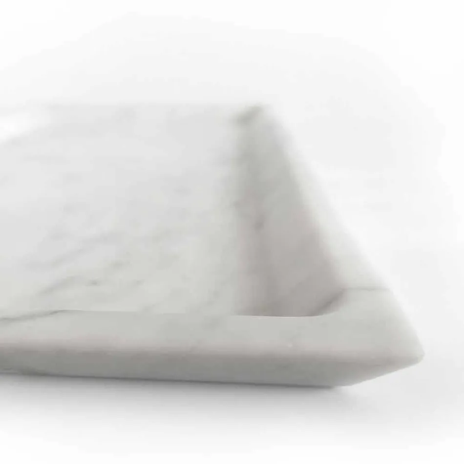 Vassoio Rettangolare in Marmo Bianco di Carrara Levigato Made in Italy - Alga Viadurini