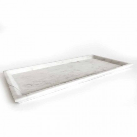 Vassoio Rettangolare in Marmo Bianco di Carrara Levigato Made in Italy - Alga Viadurini