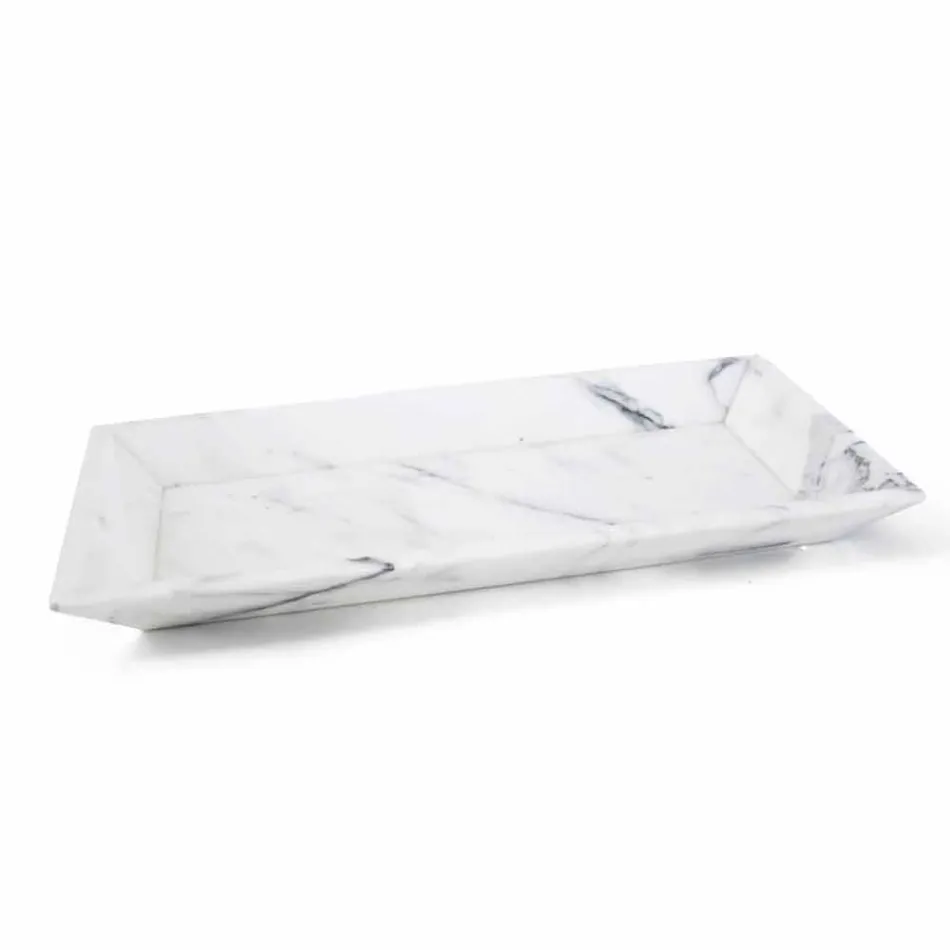 Vassoio Rettangolare in Marmo Bianco di Carrara Made in Italy - Vassili Viadurini