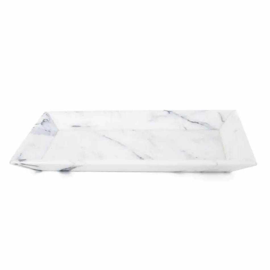 Vassoio Rettangolare in Marmo Bianco di Carrara Made in Italy - Vassili Viadurini