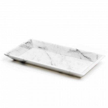 Vassoio Rettangolare in Marmo Bianco di Carrara Made in Italy - Vassili Viadurini