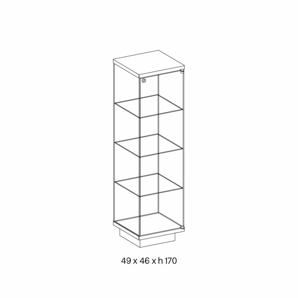 Vetrina a Colonna in Vetro Trasparente con Pomolo Destro o Sinistro - Antonia Viadurini