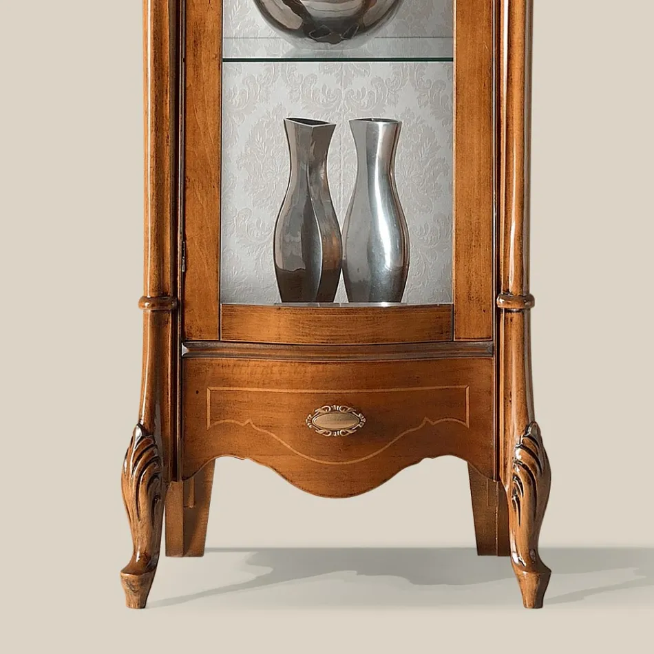 Vetrina Classica con Anta in Legno Bianco o Noce Made in Italy - Caligola Viadurini