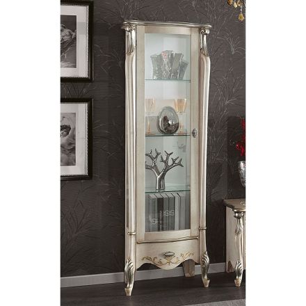 Vetrina Classica con Anta in Legno Bianco o Noce Made in Italy - Caligola Viadurini