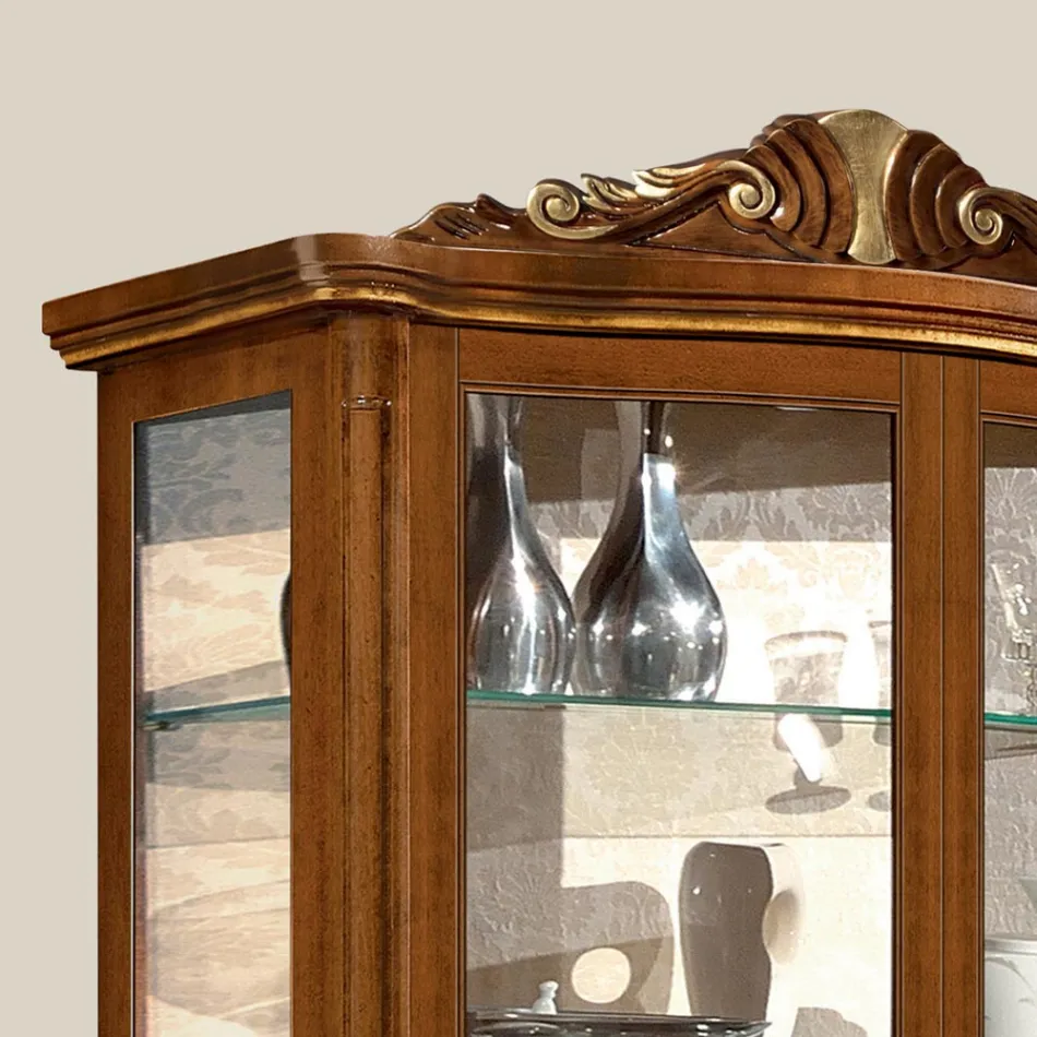 Vetrina Classica in Legno Noce Bassano Due Ante Made in Italy - Chantilly Viadurini