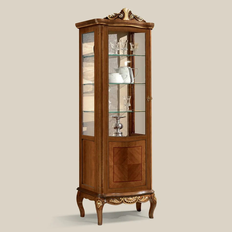 Vetrina Classica in Legno Noce Bianco o Moka Made in Italy - Chantilly Viadurini