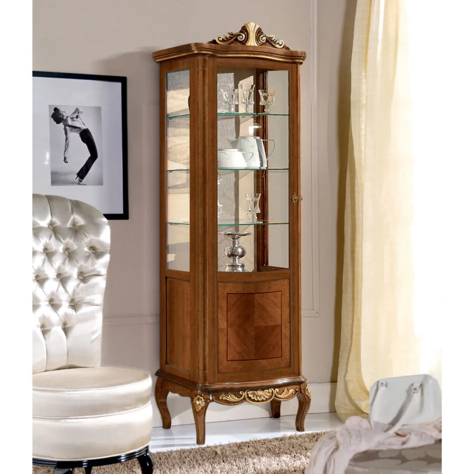 Vetrina Classica in Legno Noce Bianco o Moka Made in Italy - Chantilly Viadurini