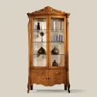 Vetrina Classica in Legno Noce Intarsiato 4 Ante Made in Italy - Commodo Viadurini