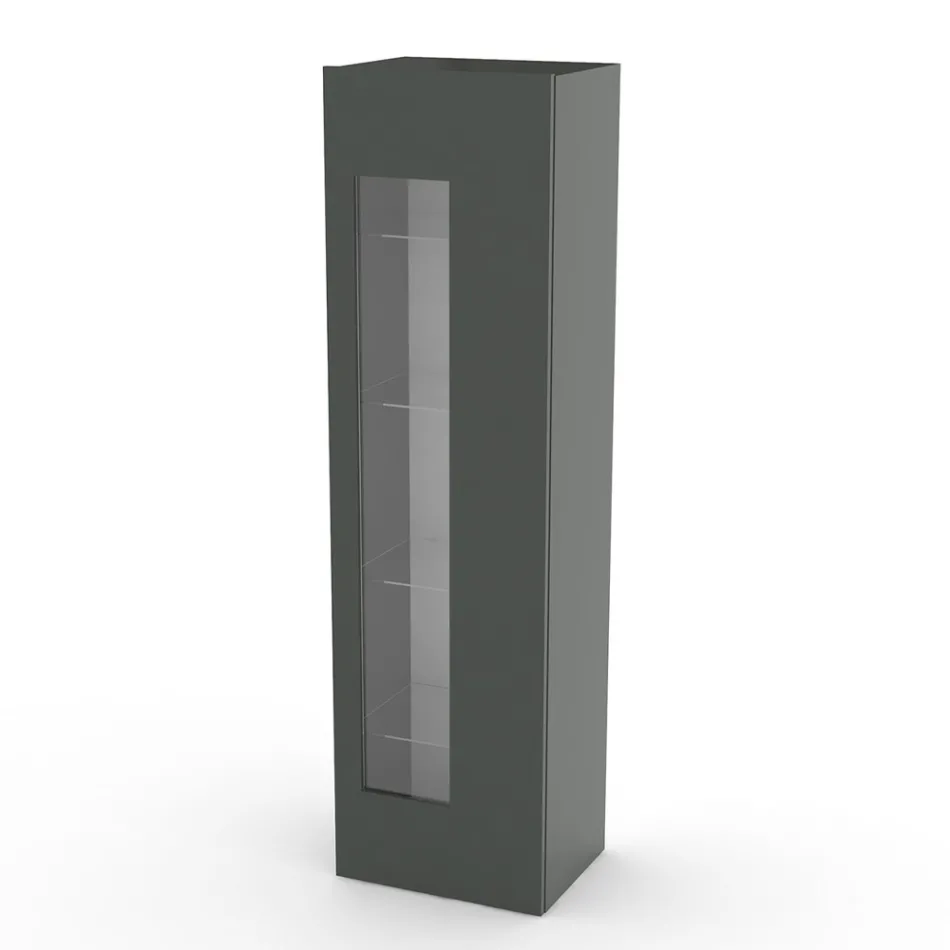 Vetrina da Salotto in Legno Bianco, Antracite o Cemento di Design - Suzana Viadurini