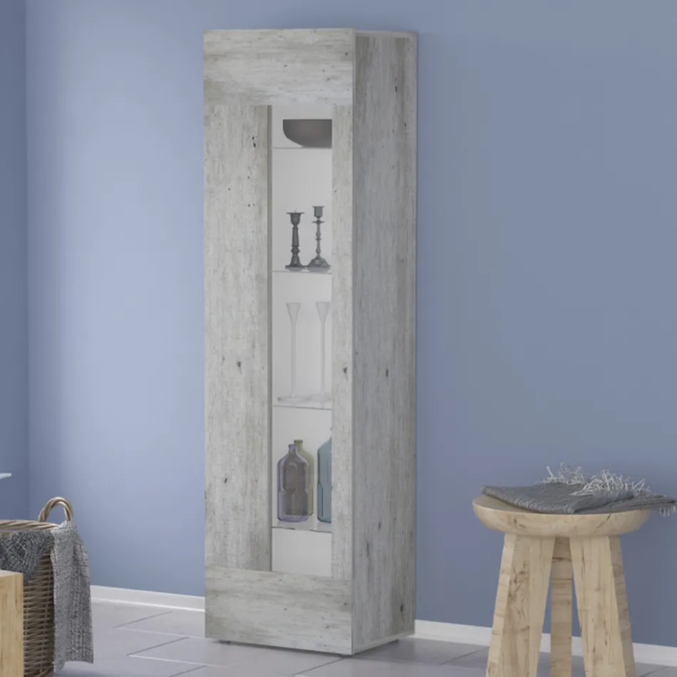 Vetrina da Salotto in Legno Bianco, Antracite o Cemento di Design - Suzana Viadurini