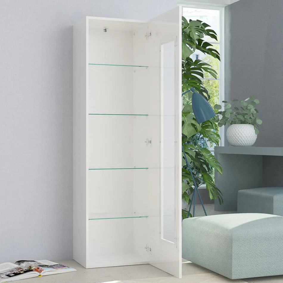 Vetrina da Salotto in Legno Bianco, Antracite o Cemento di Design - Suzana Viadurini