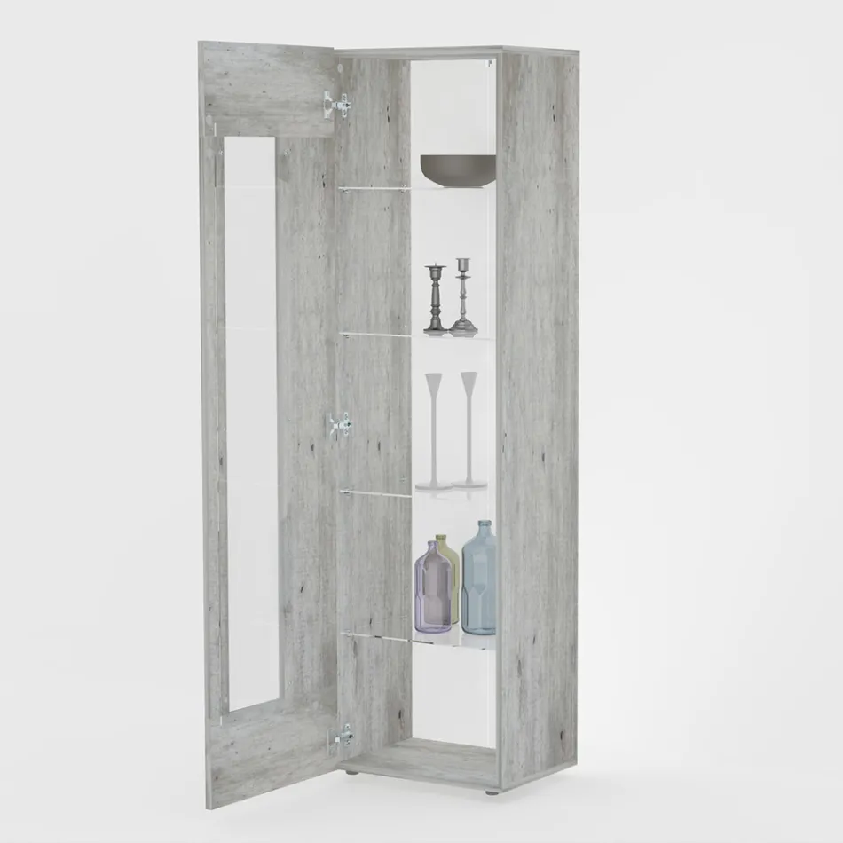Vetrina da Salotto in Legno Bianco, Antracite o Cemento di Design - Suzana Viadurini