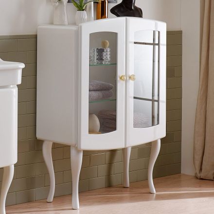 Vetrina per il Bagno Monocolore con 2 Ante e Ripiani in Vetro - Candy Viadurini