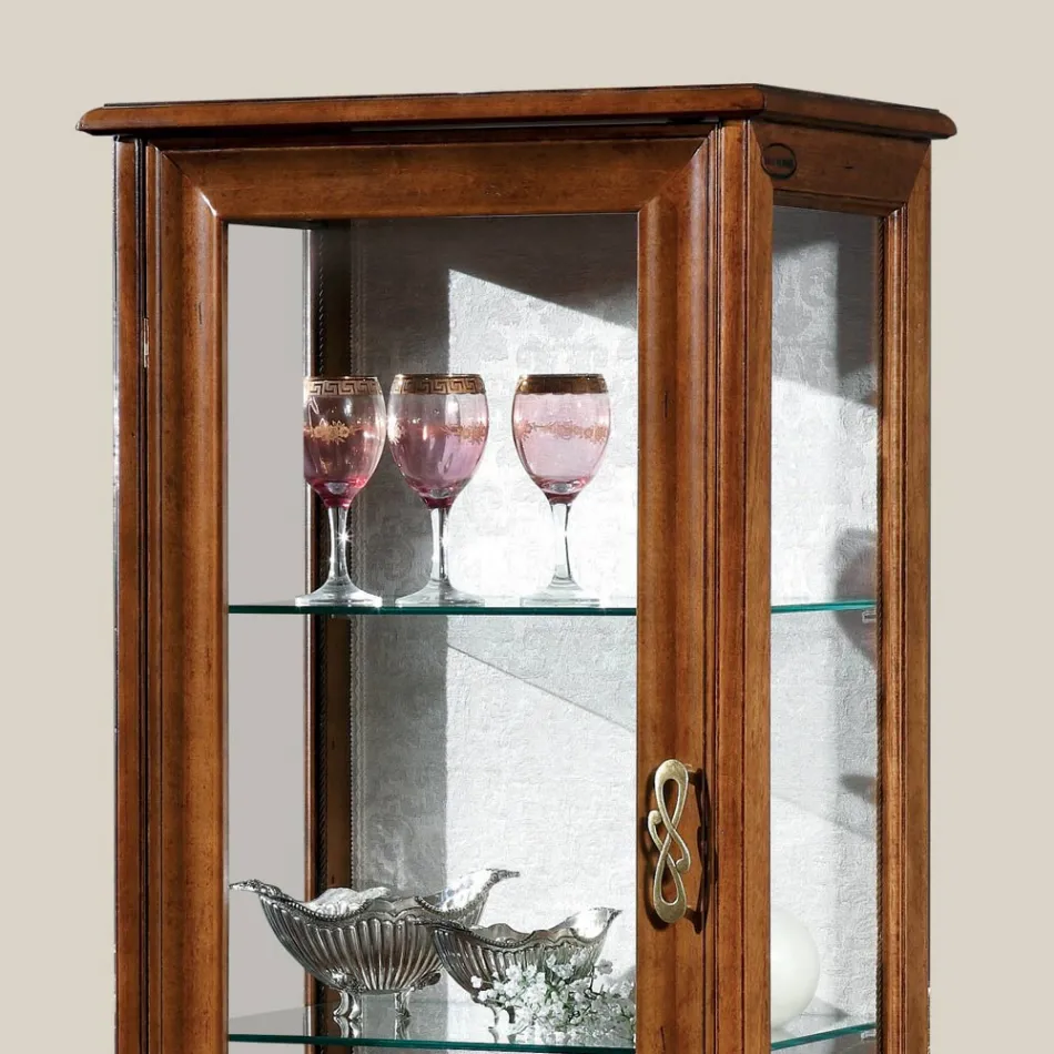 Vetrina Soggiorno di Lusso in Legno Noce Classica Made in Italy - Hastings Viadurini