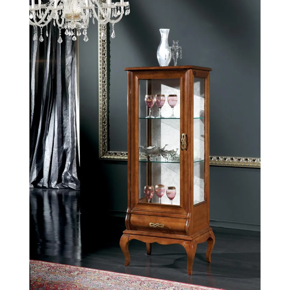 Vetrina Soggiorno di Lusso in Legno Noce Classica Made in Italy - Hastings Viadurini