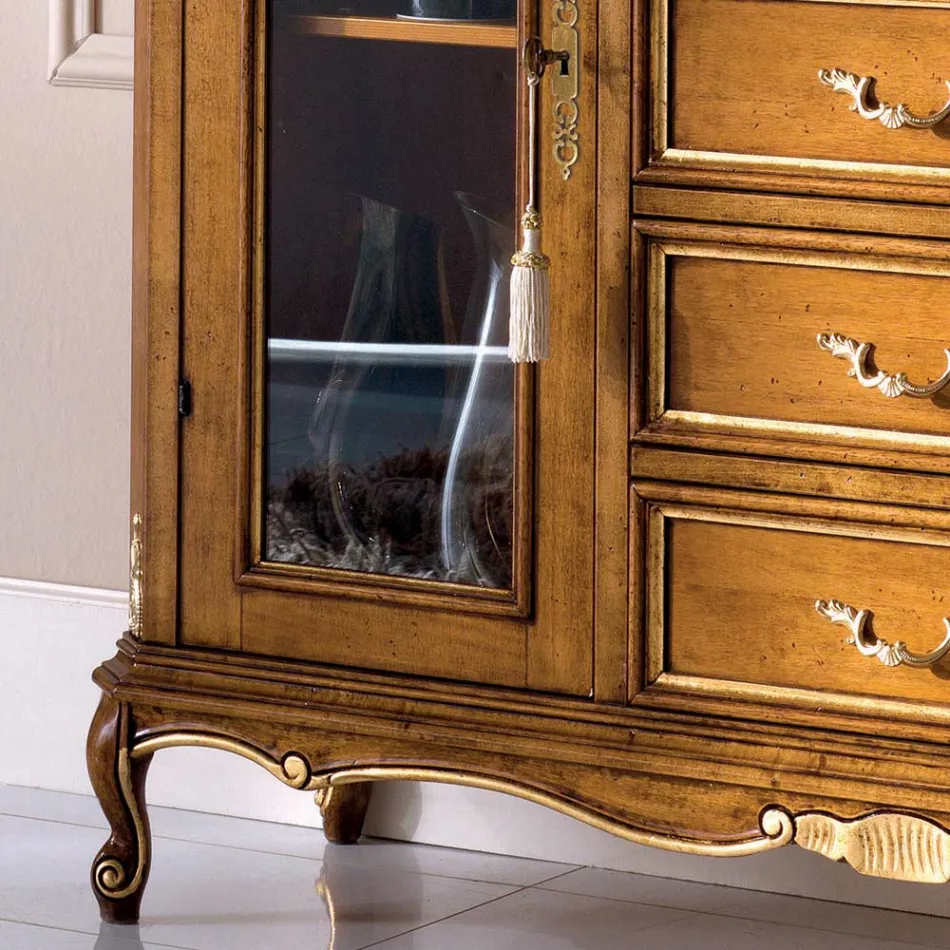 Vetrina Soggiorno in Legno con 2 Ante e 5 Cassetti Made in Italy - Richard Viadurini
